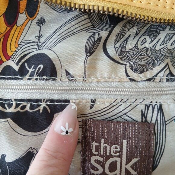 The Sak Leather Crossbody Purse Shoulder Bag Handbag Yellow Adjustable Strap - Picture 10 of 16